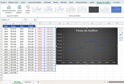 Como inserir gráfico de etapas no Excel
