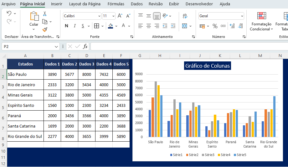 Como inserir um gráfico na planilha do Excel