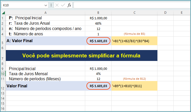 Como Calcular Juros Compostos Mensais no Excel