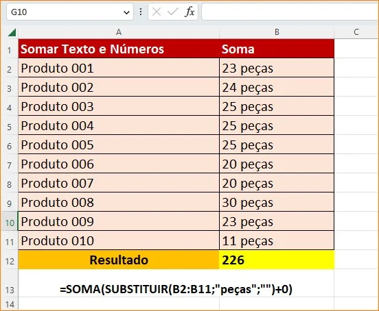 SOMA e SUBSTITUIR no EXCEL