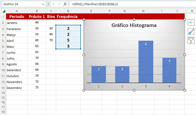 Criar um Histograma Usando a função FREQUÊNCIA