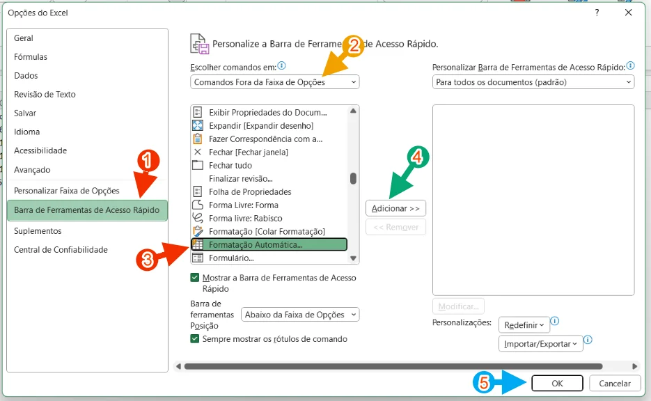 Formatação automática no Excel