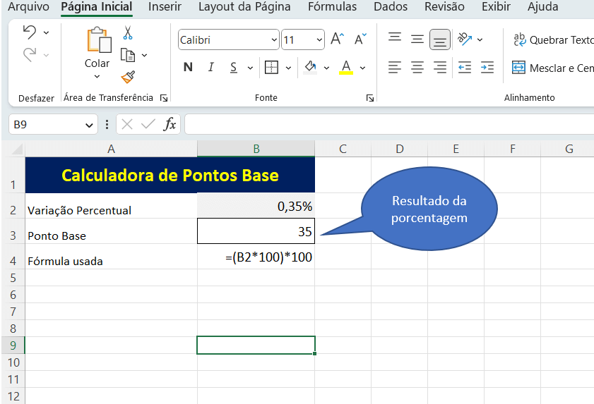 Calcular pontos base dada a variação percentual