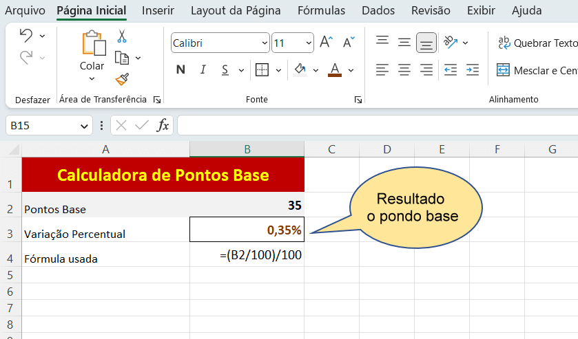 Calcule a variação percentual dada o ponto base