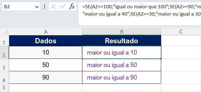 Copie e cole na célula B2 e digite os valores na célula A2