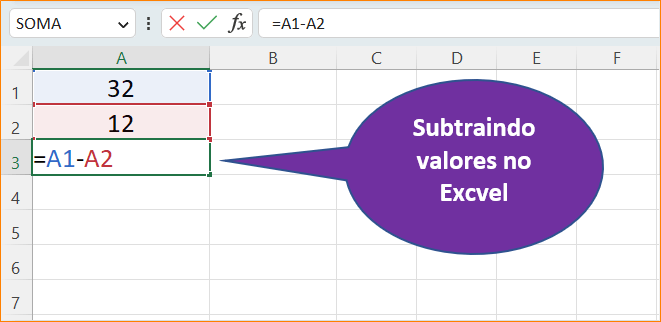 Como Subtrair no Excel