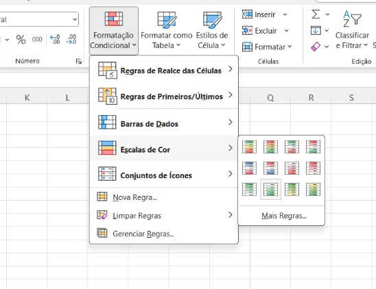 Escala de cores na formatação condicional