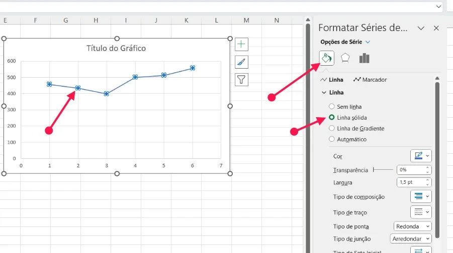 Inserir uma linha no gráfico de dispersão 3d