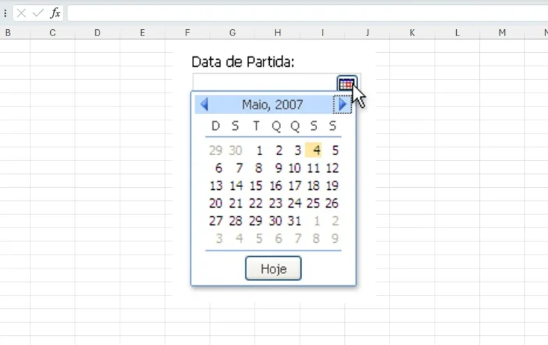 seletor de data do Excel