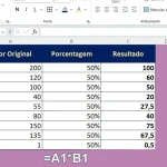 multiplicar coluna por porcentagem no Excel