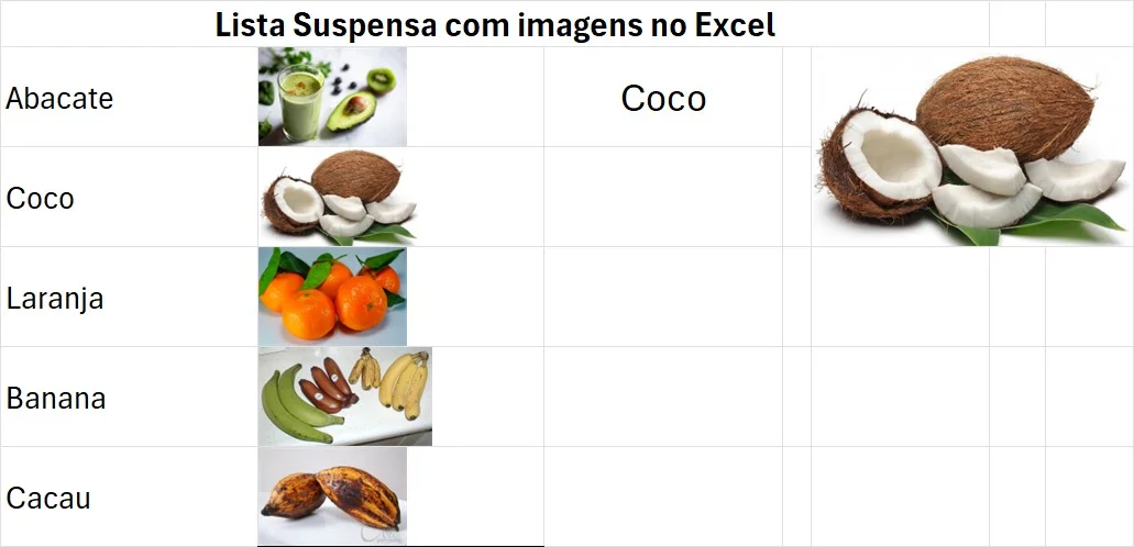 lista suspensa com imagens no Excel