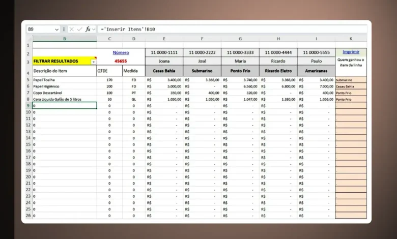 Como Usar a Planilha de Cotação de Preços