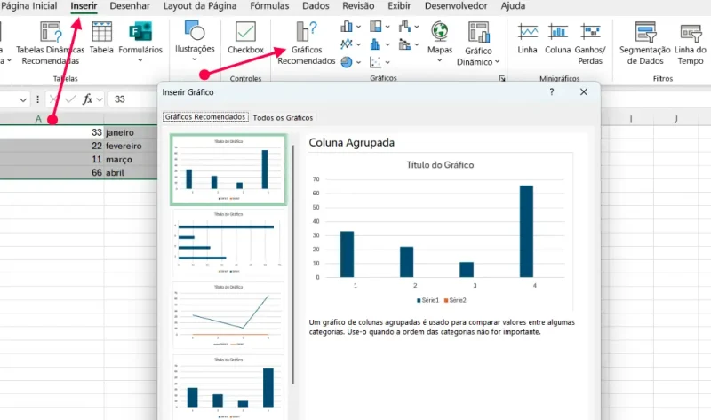Inserir gráfico no Excel