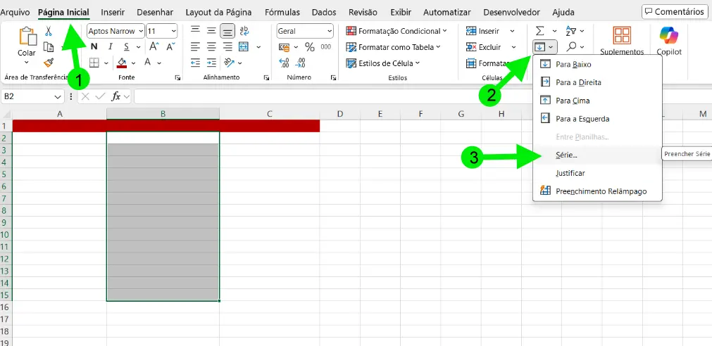 Preencher Células do Excel Com Séries