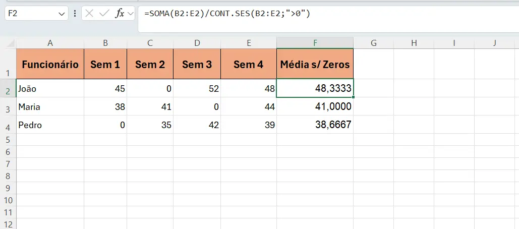 Combinação SOMA e CONT.SES