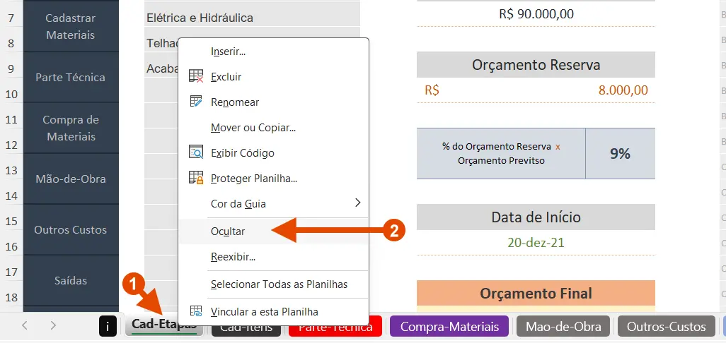 Como Ocultar Planilhas no Excel