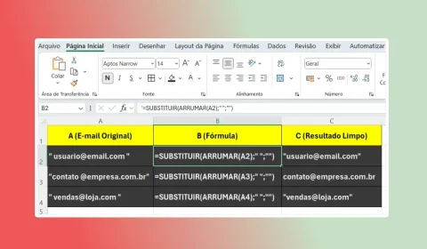 Função ARRUMAR do Excel