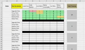 Planilha de Registro de Presença