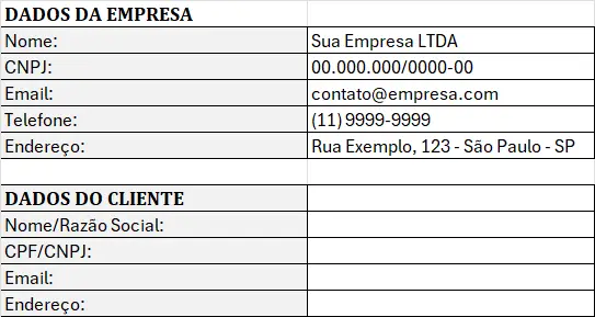 Baixe a Planilha de faturas do Excel