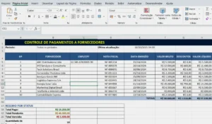 Planilha de Pagamento a Fornecedores