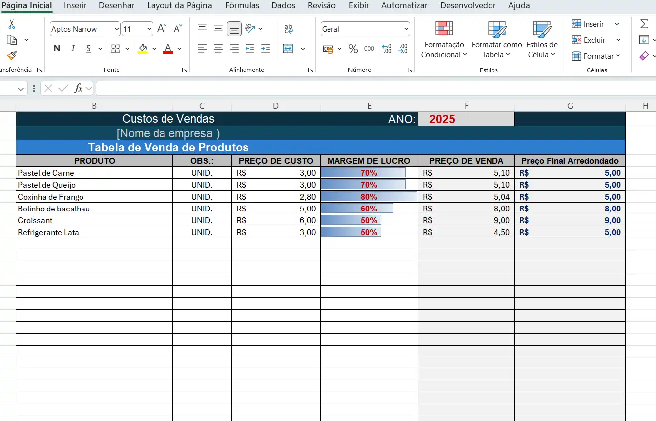 Baixar Grátis a Planilha para calcular Preço de venda