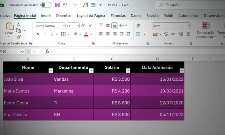 Inserir Tabela na Planilha de Excel