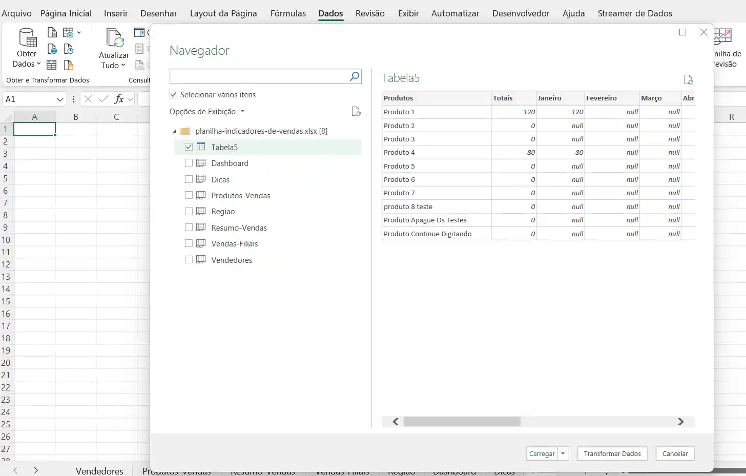 Selecionar Planilhas Para Inserir no Power Query Excel