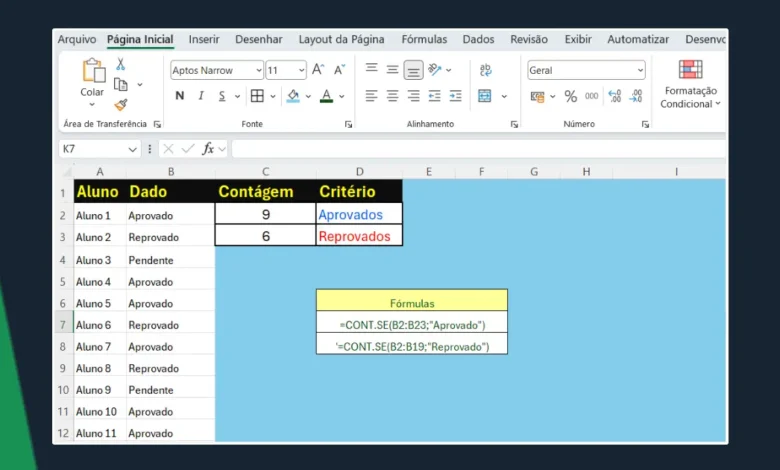 Utilizar a Função CONT.SE para Contagem Condicional