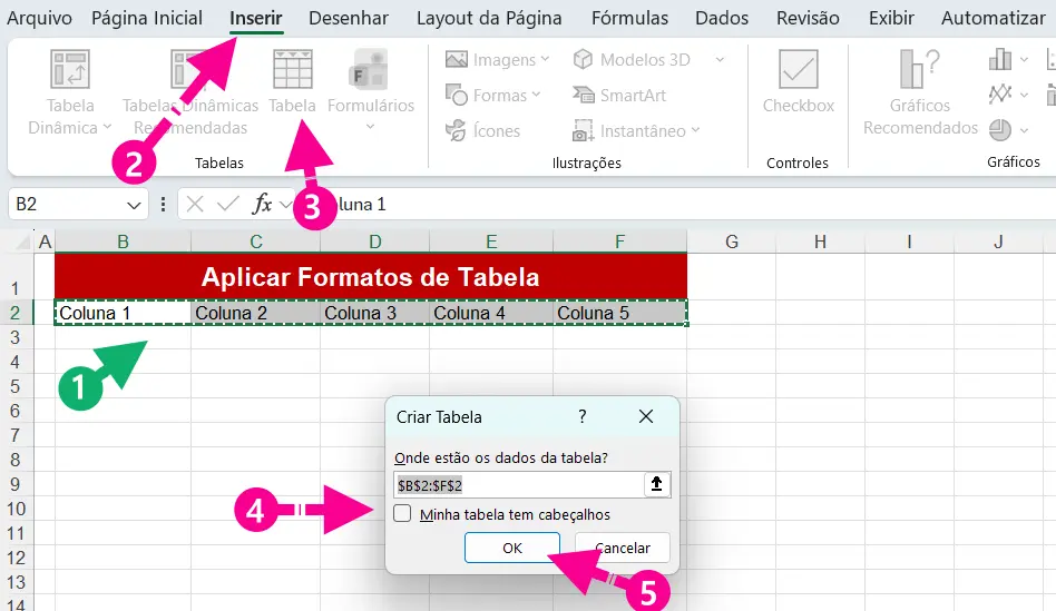 Inserindo Tabela pela Guia Inserir