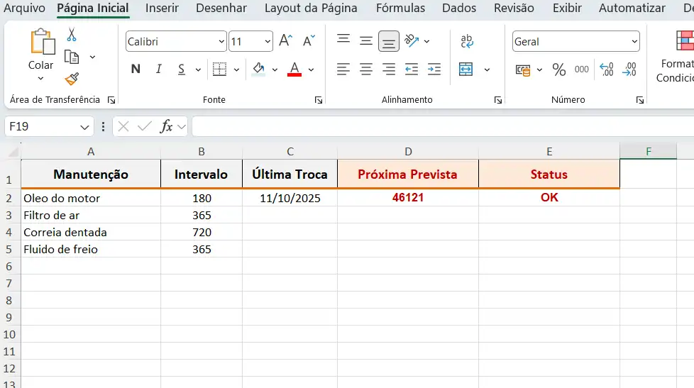 Alerta de manutenção de Veículos