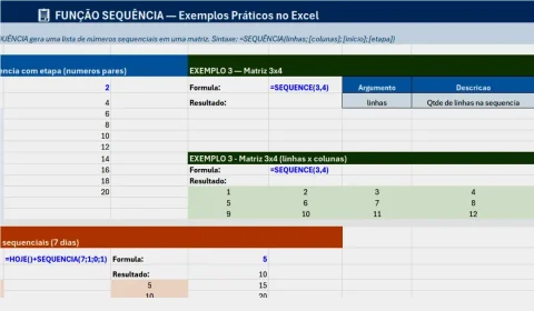 Função SEQUÊNCIA no Excel