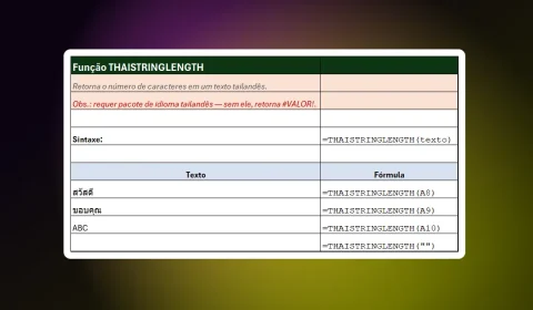 Função THAISTRINGLENGTH no Excel