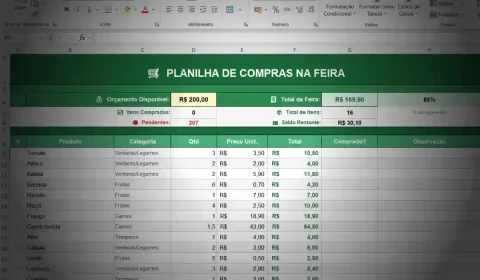 Planilha de Compras na Feira