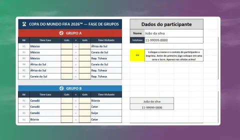 Planilha para Bolão da Copa do Mundo 2026