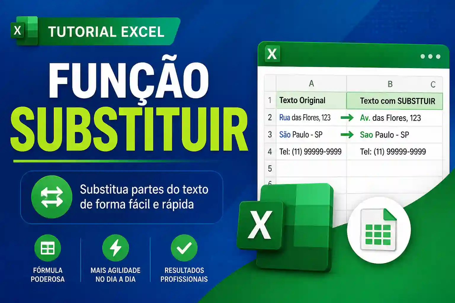 Função SUBSTITUIR no Excel