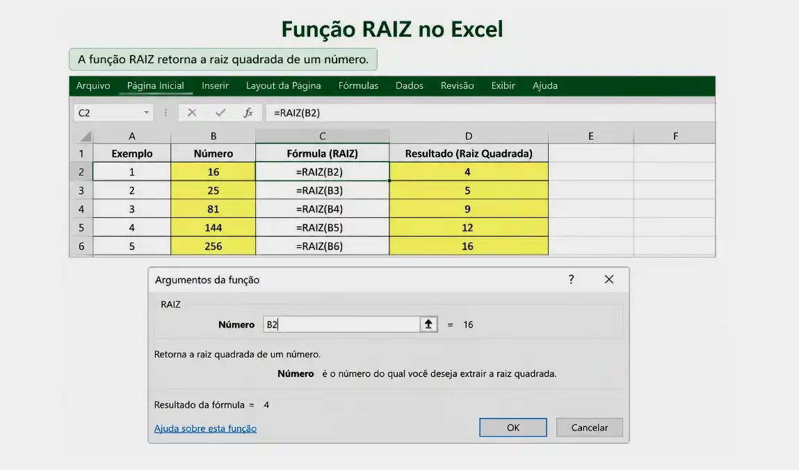 Como Funciona a Função RAIZ no Excel