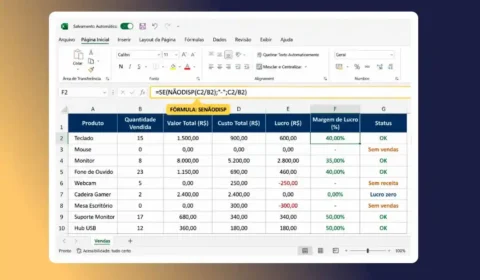 Função SENÃODISP no Excel