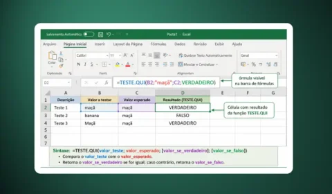 Função TESTE.QUI no Excel