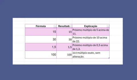 Função TETO.MAT no Excel