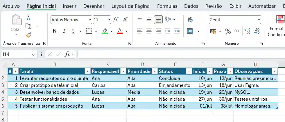 A Estrutura que o Claude Gera no Excel